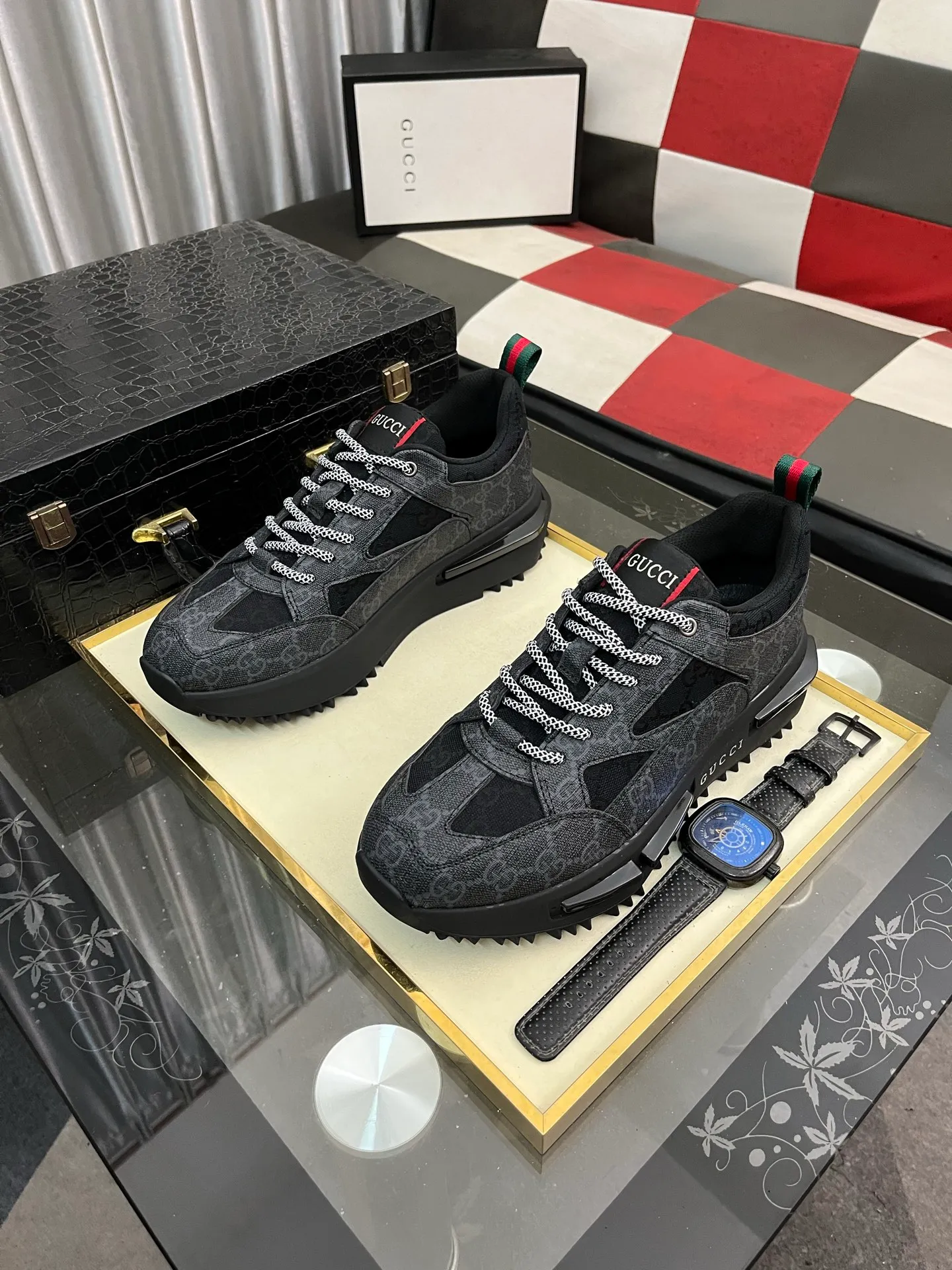 Men's Men's Shoes 💰458⌚️⌚️《GUCCI》The latest hot-selling casual shoes, top brand [seduce] luxury~purchase, top~quality. Products sold at the counter [strong] Original embossed calfskin fabric ➕ Comfortable sheepskin lining, code number: 38-443️⃣colors available